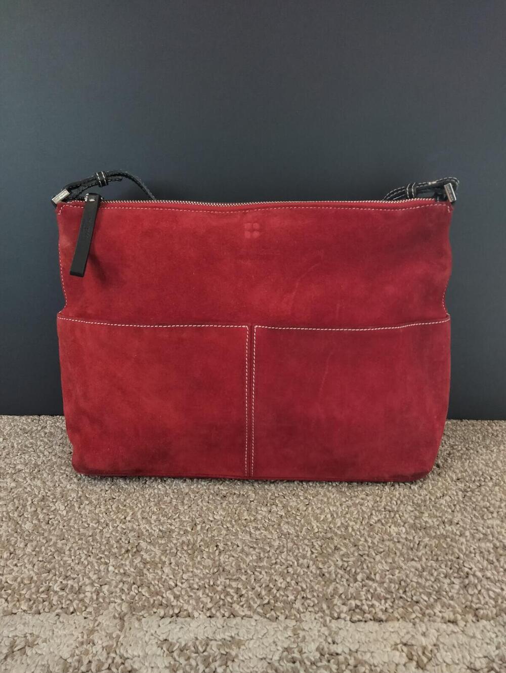 Vintage Kate Spade New York Shoulder Bag Red Suede Leather Made in Italy Purse